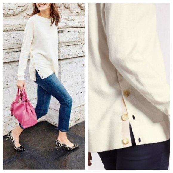 Boden Sweaters - Boden Grace Side Button Sweater in Cream